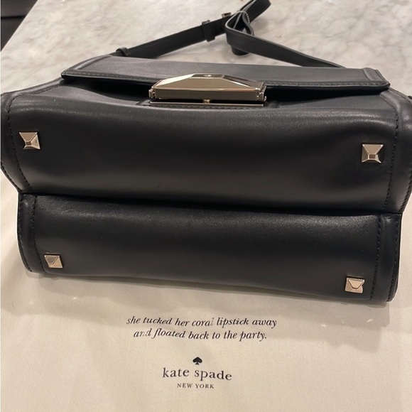 Kate Spade Black Leather Satchel Handbag Crossbody GoldTone hardware Business - Picture 2 of 16